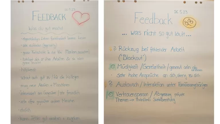 Beispiel Feedbackrunde auf Flipchart